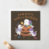 Halloween: Cats & Ghost Notitiekaartje (Voorkant / Achterkant in situ)