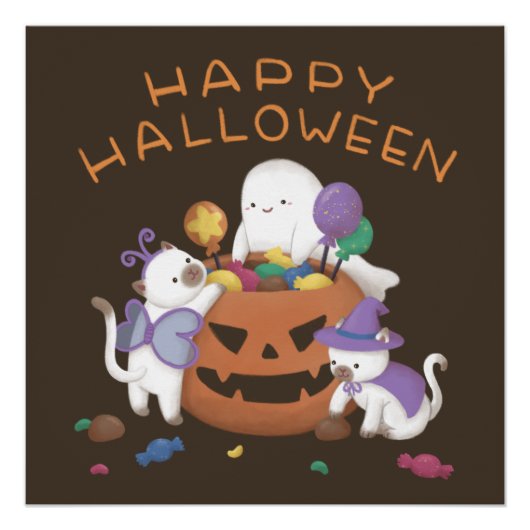 Halloween: Cats & Ghost Perfect Poster (Voorkant)