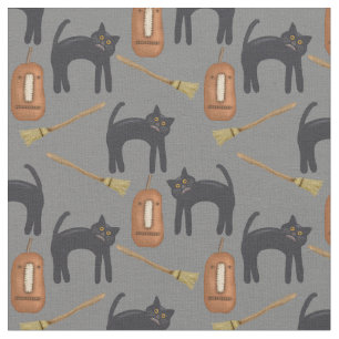 Halloween Cats, grijze achtergrond, 56-inch katoen Stof