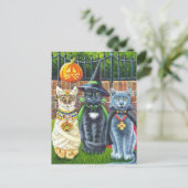Halloween Cats in Costume Waterverf Art Briefkaart (Staand voorkant)