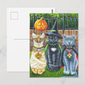 Halloween Cats in Costume Waterverf Art Briefkaart (Voorkant / Achterkant)