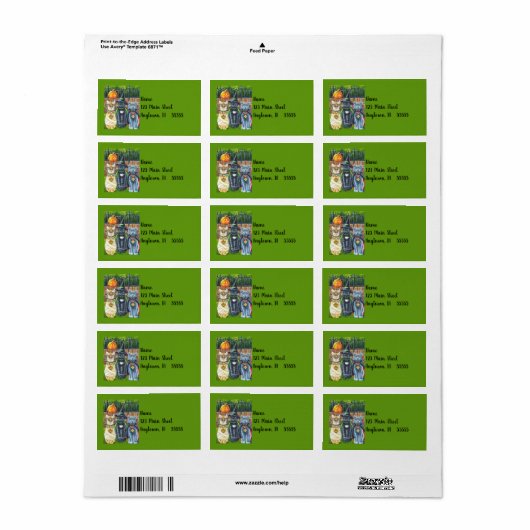 Halloween Cats in Costume Waterverf Art Etiket (Full Sheet)