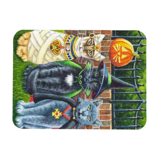 Halloween Cats in Costume Waterverf Art Magneet (Horizontaal)