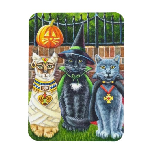 Halloween Cats in Costume Waterverf Art Magneet (Verticaal)