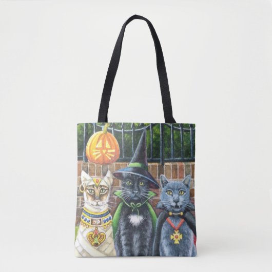 Halloween Cats in Costume Waterverf Art Tote Bag (Voorkant)