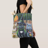 Halloween Cats in Costume Waterverf Art Tote Bag (Dichtbij)
