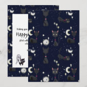 Halloween Cats in night briefkaart (Voorkant / Achterkant)
