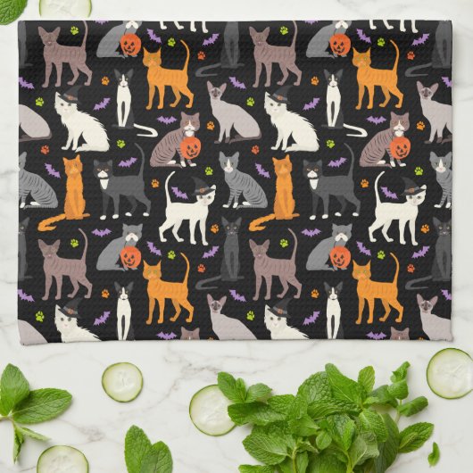 Halloween Cats Kitchen Towel Theedoek (Gevouwen)