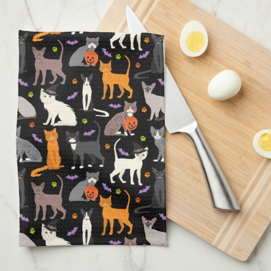 Halloween Cats Kitchen Towel Theedoek (Quarter Fold)