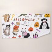 Halloween Cats lijnpatroon Badhanddoek (Badhanddoek)