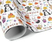 Halloween Cats lijnpatroon Cadeaupapier (Rol Hoek)