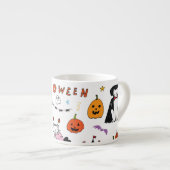 Halloween Cats  lijnpatroon Espresso Kop (Voorkant rechts)