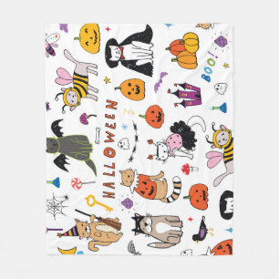 Halloween Cats  lijnpatroon Fleece Deken
