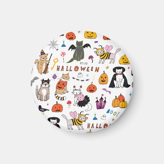 Halloween Cats lijnpatroon Magneet (Voorkant)