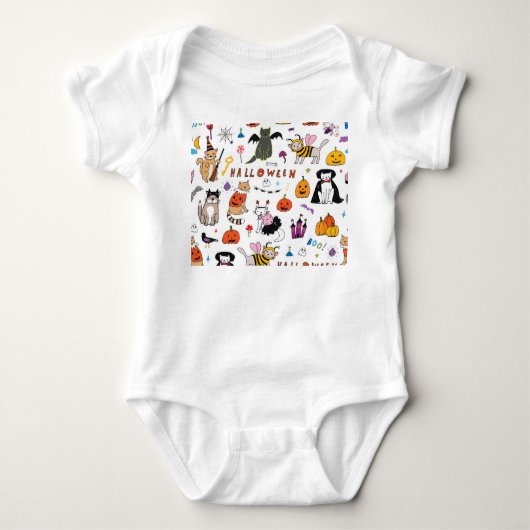 Halloween Cats lijnpatroon Romper (Voorkant)