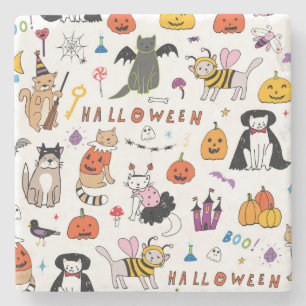 Halloween Cats lijnpatroon Stenen Onderzetter