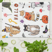 Halloween Cats lijnpatroon Theedoek (Gevouwen)