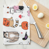 Halloween Cats lijnpatroon Theedoek (Quarter Fold)