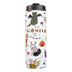 Halloween Cats lijnpatroon Thermosbeker