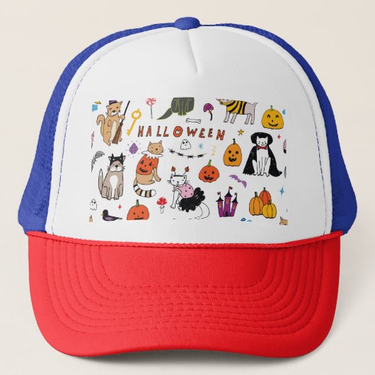 Halloween Cats lijnpatroon Trucker Pet (Voorkant)