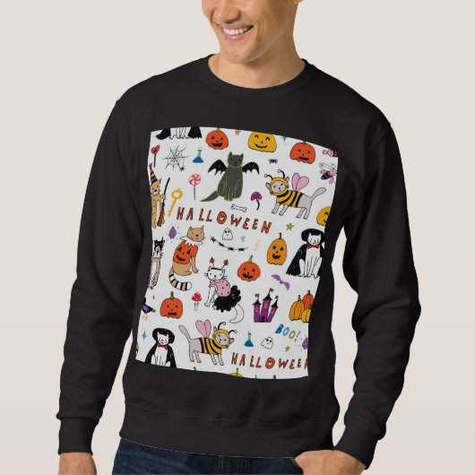 Halloween Cats lijnpatroon Trui (Voorkant)