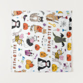 Halloween Cats lijnpatroon Wandkleed (Voorkant (horizontaal))