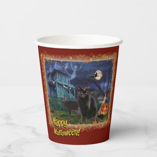 Halloween Cats 🎃 😼 Papieren Bekers (Achterkant)