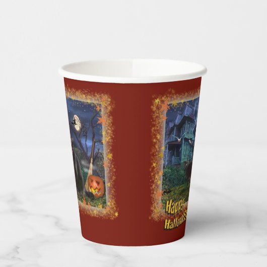 Halloween Cats 🎃 😼 Papieren Bekers (Links)