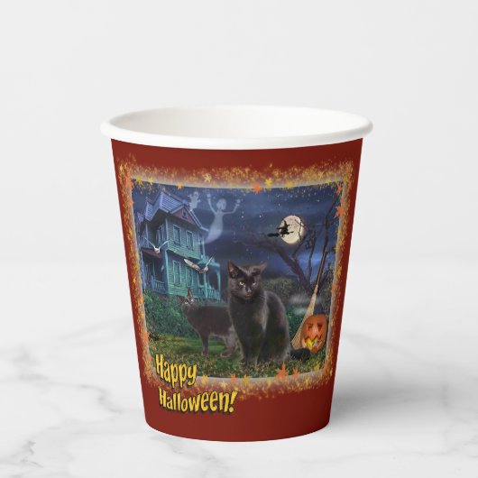 Halloween Cats 🎃 😼 Papieren Bekers (Voorkant)