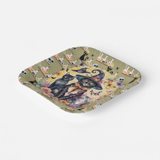 Halloween Cats Papieren Bordje (Gebogen)