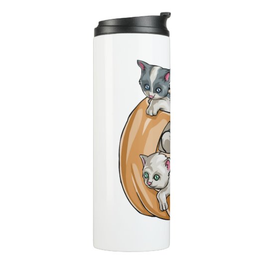 Halloween Cats Pumpkin Thermosbeker (Gedraaid links)