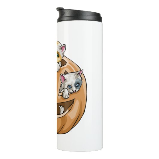 Halloween Cats Pumpkin Thermosbeker (Geroteerd rechts)