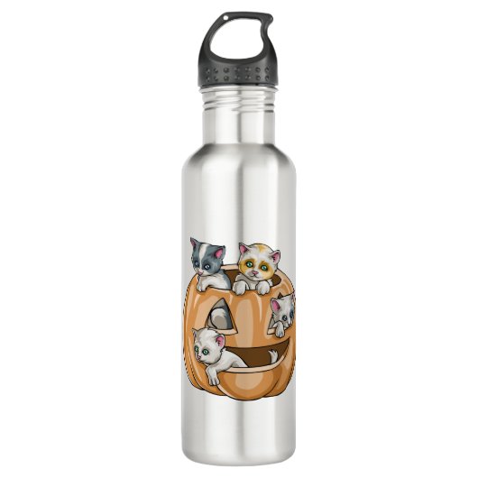 Halloween Cats Pumpkin Waterfles (Voorkant)