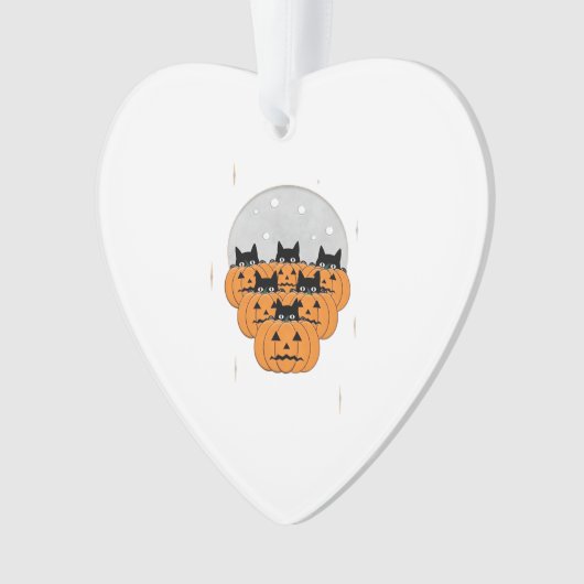 Halloween  Cats  Pumpkins  Black Background  Illus Ornament (voorkant)