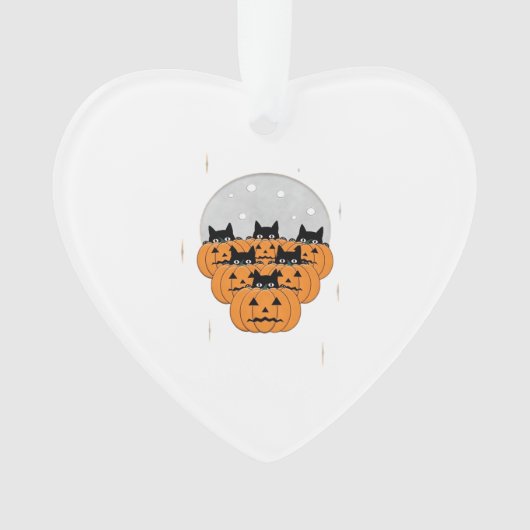 Halloween  Cats  Pumpkins  Black Background  Illus Ornament (voorkant)