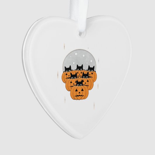 Halloween  Cats  Pumpkins  Black Background  Illus Ornament (voorkant)