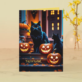 Halloween Cats & Pumpkins Uitnodiging