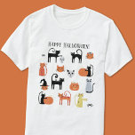 Halloween Cats Spooky T-shirt<br><div class="desc">Kute en spooky Halloween kitty katteontwerp. Kat heksen,  spoken,  zombies en pompoenlantaarns. Verander de tekst om te personaliseren. Originele kunst van Nic Squirrell.</div>