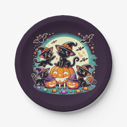 Halloween Cats T-shirt Papieren Bordje (Voorkant)