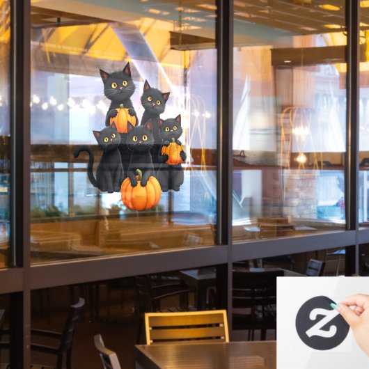 Halloween Cats Window Cling Raamsticker (Restaurant Raam)