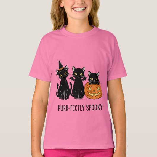 Halloween cats with a pumpkin  t-shirt (Voorkant)