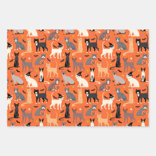 Halloween Cats Wrapping Paper Sheets (Voorkant)