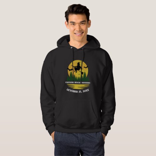 Halloween Cauch Witch Crossing Broomstick Hoodie (Voorkant volledig)