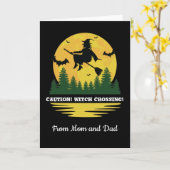 Halloween Cauch Witch Crossing Broomstick Kaart (Gele Bloem)