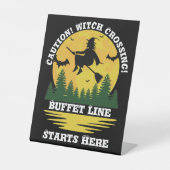 Halloween Cauch Witch Crossing Broomstick Reclamebord Met Voetstuk (Voorkant)