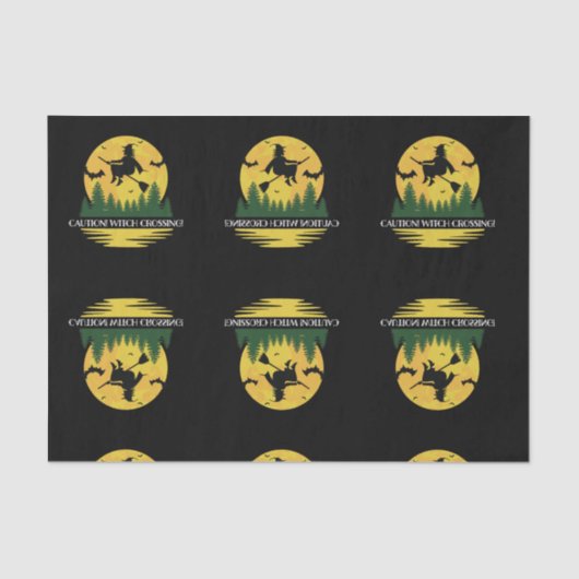 Halloween Cauch Witch Crossing Broomstick Tissuepapier (Voorkant)