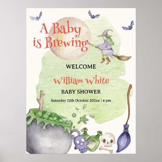 Halloween Cauldron Baby Brouwen Welkomstbord Poster (Voorkant)