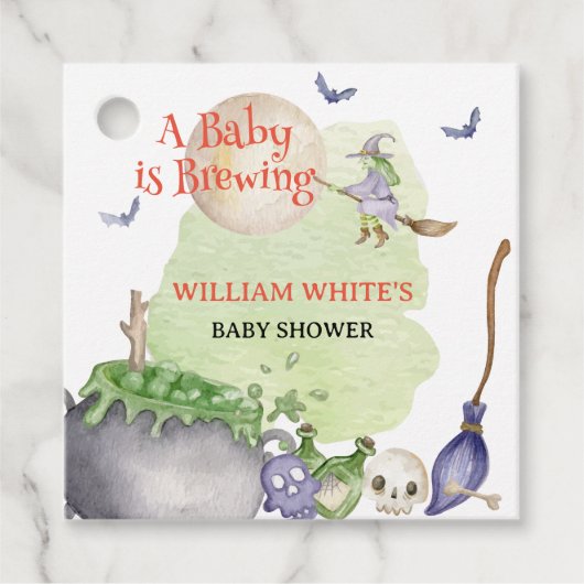 Halloween Cauldron Baby is Brouwen Douche Bedankjes Labels (Voorkant)