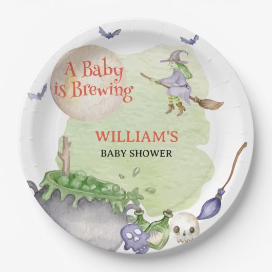 Halloween Cauldron Baby is Brouwen Douche Papieren Bordje (Voorkant)