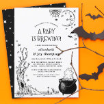 halloween Cauldron Baby is een adembenemende douc Kaart<br><div class="desc">Een baby breekt! Viel de ouders in stijl met deze halloween-themed baby shower uitnodiging! Dit zwarte en witte ontwerp is voorzien van een rode boom in de linkeronderhoek, een maangezicht in de rechterbovenhoek, en een bellende cauldron in de rechteronderhoek. Hoeveel gezichten kun je zien in de boom? De uitnodiging is...</div>